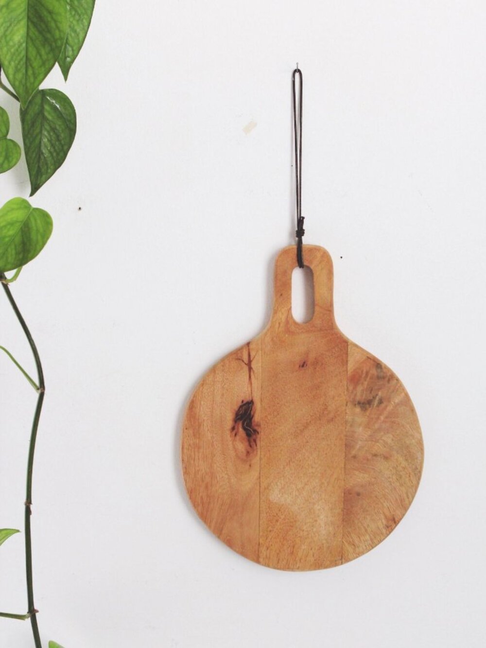 Vintage Round Wooden Cutting Board With Handle & Hanging Loop - Kitchen Display,
